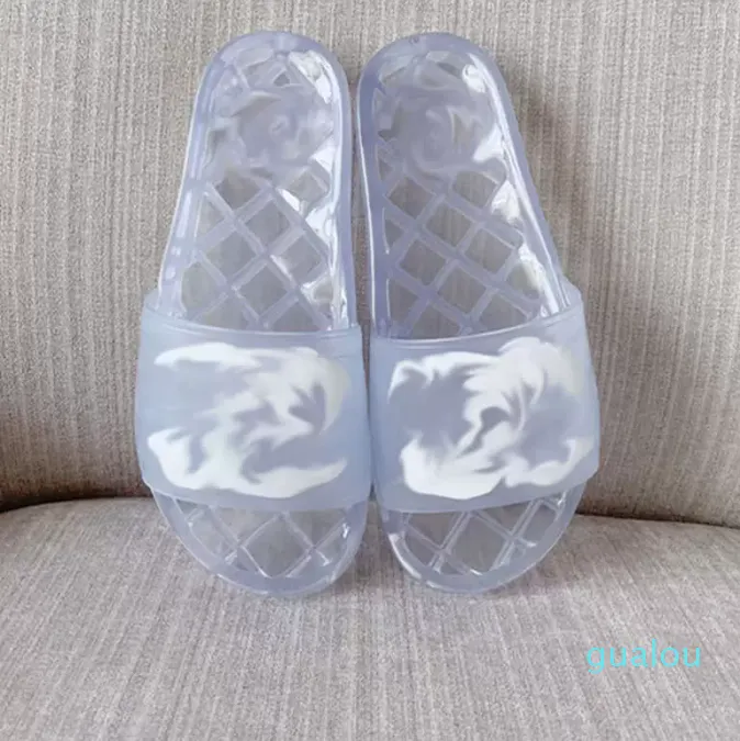 2023 Pantoufles Sandales Clear PVC Caoutchouc Cristal Sandal Chaussures Rétro Plate-forme Tongs Hommes Slide Slide Luxury Designer Beach Chaussures
