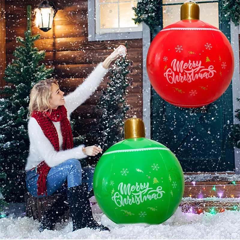 Felice Anno Nuovo Natale all'aperto Gonfiabile Palla decorata in PVC Gigante Grandi Palle di grandi dimensioni Decorazioni per l'albero di Natale Palla giocattolo senza luce 231114