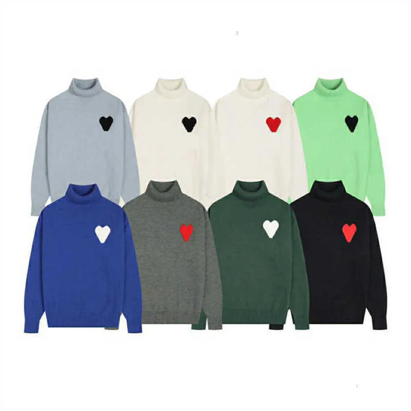 2023 Дизайнерские мужские свитера Водолазка AmisSweater Парижская мода Любовь с вышивкой Свободный крой Свитер Модный бренд Свитера унисекс