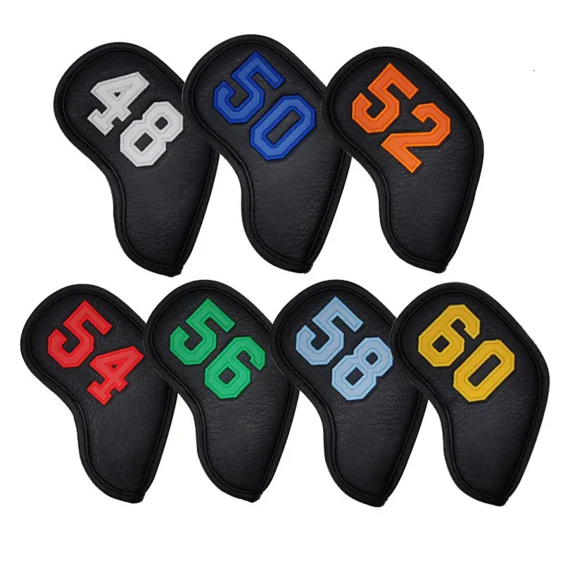 Other Golf Products 7pcs Golf Club Head Cover Wedge Iron Protective Headcovers 48° 52° 56° 60° White Synthetic Leather 231114