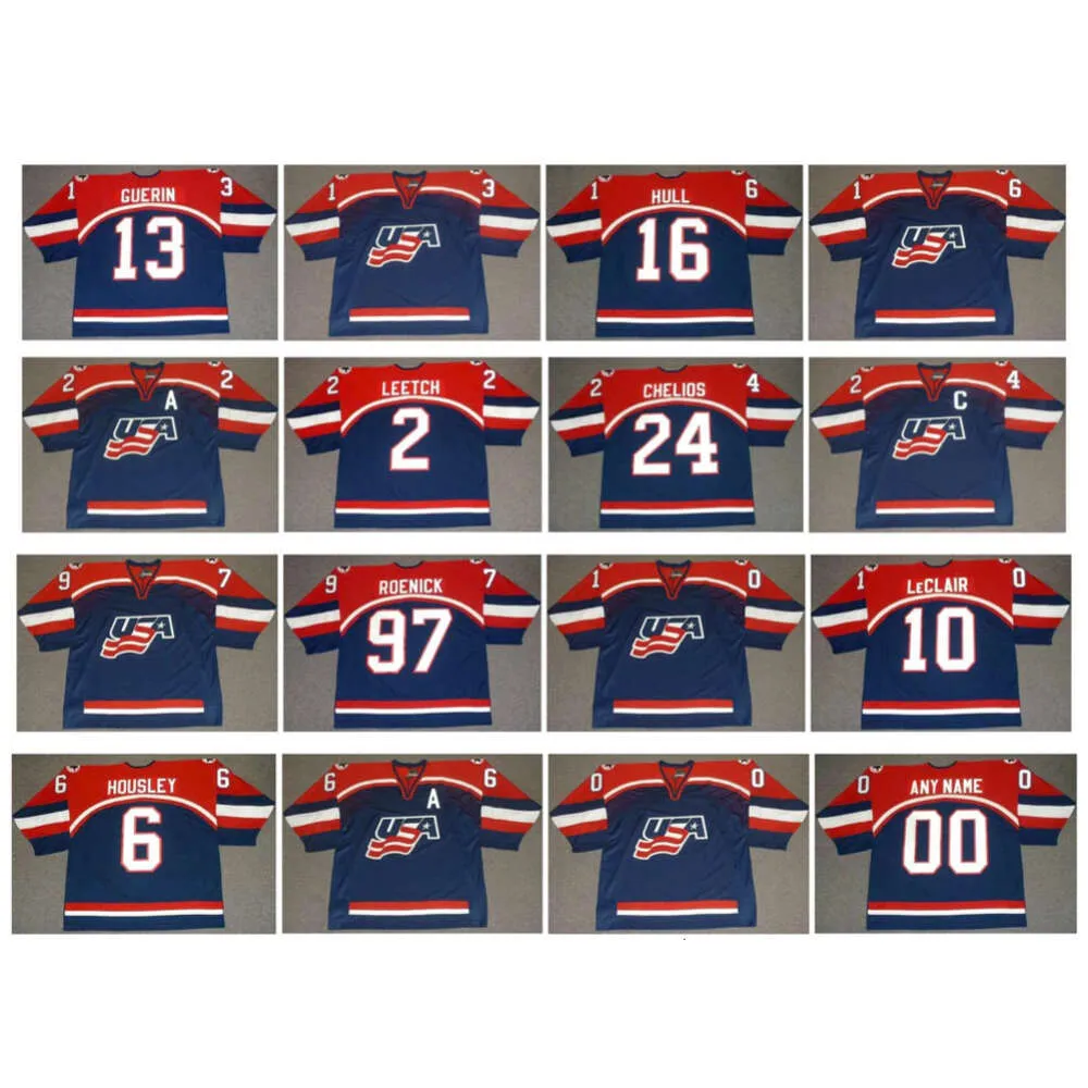 SL Jeremy Roenick 2002 Team USA Hockey Jersey John Leclair Bill Guerin Housley Hull Brian Leetch Chelios Doug Gewicht Keith Tkachuk Mike