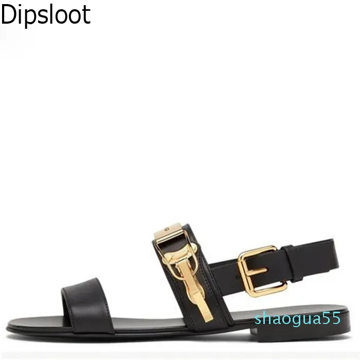 Sandals Men's Nonslip Beach Shoes Fashion Metal Decoration Buckle Flat Sandals Casual Leather Slippers Man Gladiator Sandals 230413