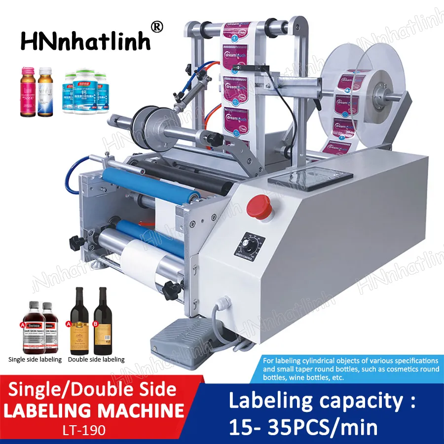 Industrial Automatic Round Glass Bottle Double Side Labeling Machine ...