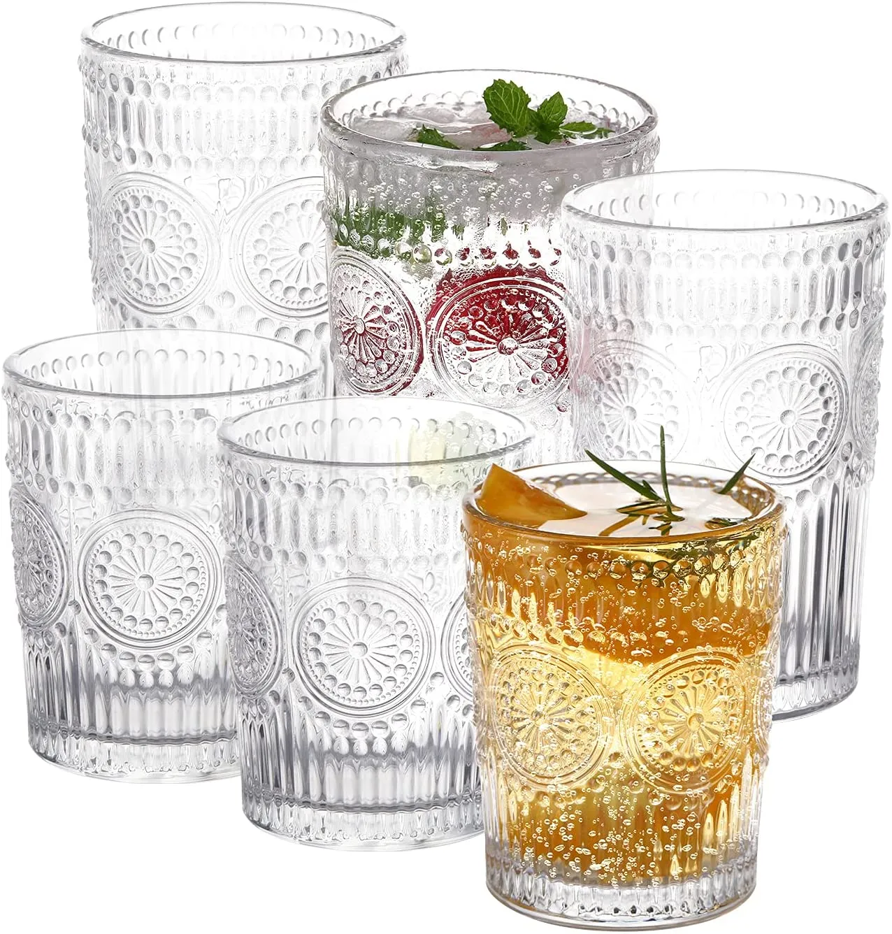 Nordic Style retro wytłoczone phnom Penh Glass okrągły słońce kwiat woda filiżanka zimna napój mleczny sklep herbaty sok sok hurtowy