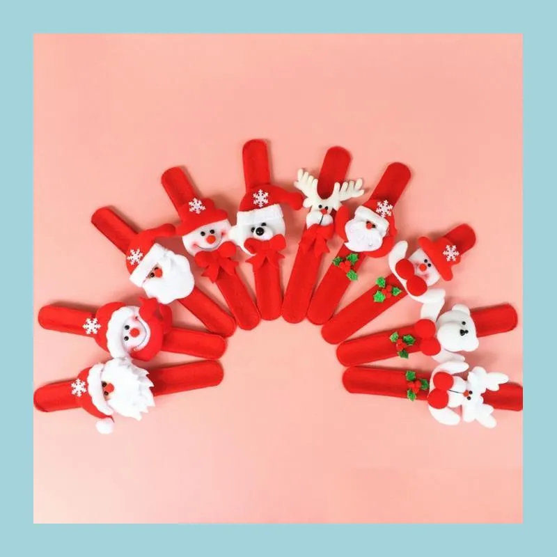 Party Favor Xmas Favors Santa Claus Slap Armband Christmas Reindeer Wrist Band Bangle Festive Event Kids Adts Gift Red Drop Deliver Dhzno