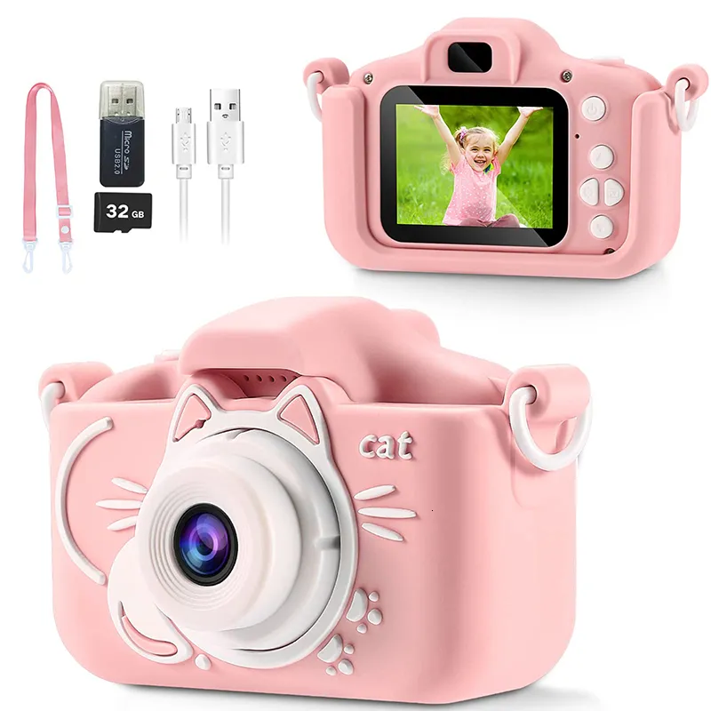 Игрушечные камеры детская камера игрушки 2 -дюймовые экраны HD Cartoon Kids Digital Camera Mini SLR камера милая игрушка для детей на день рождения рождественские подарки 230414