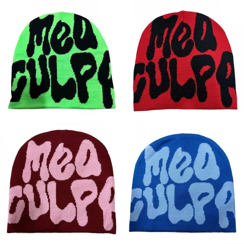 Mea Culpa Hat Designer Womens Beanie Culpas Winter Bonnet Big Lettered CappelliカジュアルサーマルファッションスカルキャップメンズマルチカラーMZ09