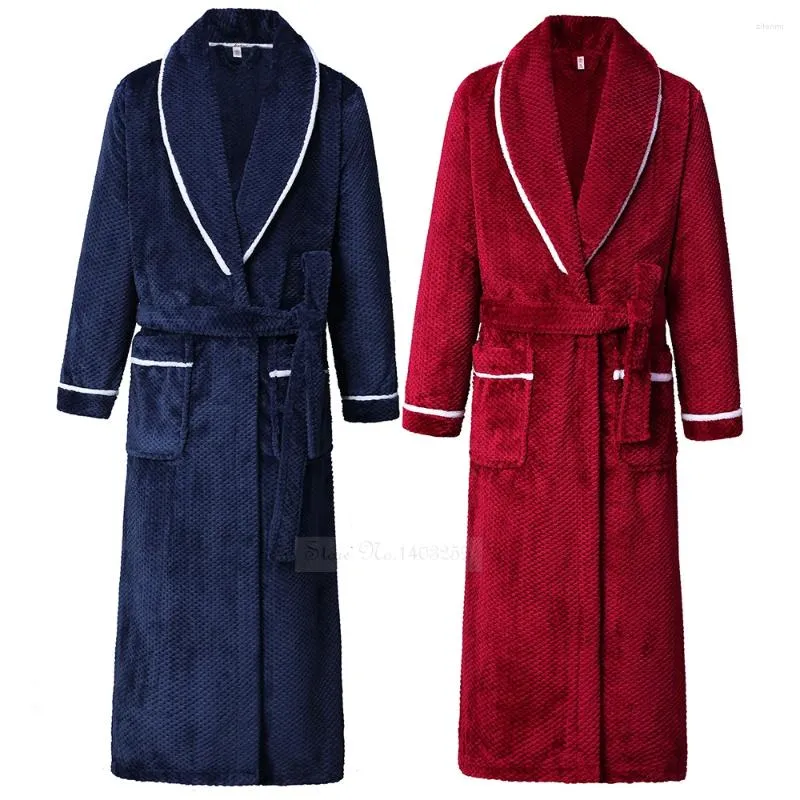 Vêtements de nuit pour hommes surdimensionnés 4XL hiver flanelle longue robe de couple épais chaud corail polaire peignoir robe de nuit en vrac homewear loungewear