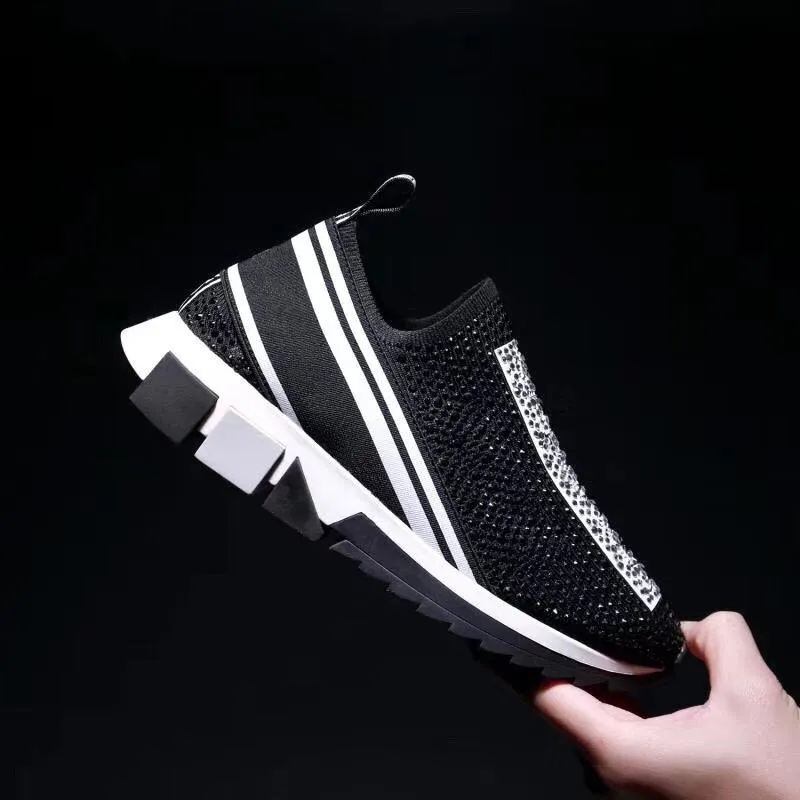 2024 Stretch Designer Sorrento Men Mesh Sneakers Trainers With Rhinestones Crystals Mens Slip-On Sneaker Black White Red Glitter Flat Shoes With Box 35-46