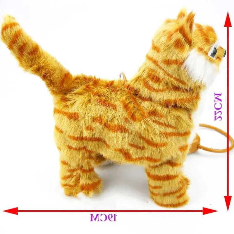 Freeshipping Electronic Robot Cat Toy Electronic Plush Pet Toy Singing Songs Walk Mew Leash Kitten Toys For Children Birthday Gifts Ipgaa