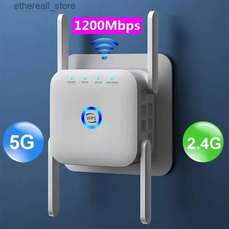 Routery 5G Repeater WIFI Wzmacniacz WiFi sygnał sygnał Wi -Fi Extender 1200 Mbps Bezprzewodowy wzmacniacz Długo zasięg Wi Fi Repeater Q231114