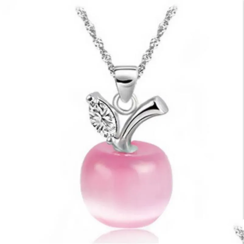 Anhänger Halsketten Mini Nette Apple Qualität Opal Halskette Rhodium Modeschmuck Sier Mondstein Mischreihe Tropfenlieferung Pend Dhgarden Dhlcf