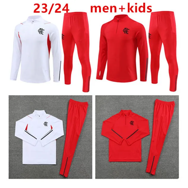 23 24 YENİ Flamengo Erkekler Dan Kids Yarı Çekme Trailsuit Futbol Formaları Setleri Trailsuits 2023 2024 Flamenko Spor giyim Jersey Eğitim Takım Düzenli Gömlek Seti