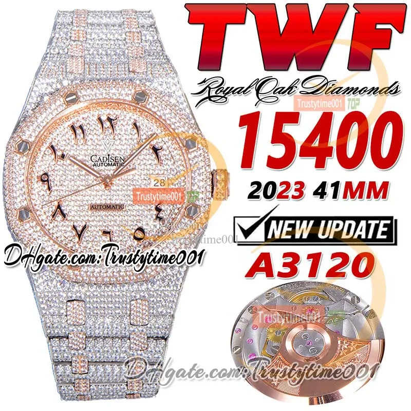 TWF TW15400 A3120 Automatyczna męska zegarek w pełni przylbowany stalowy diamentowy diamentowy dieł