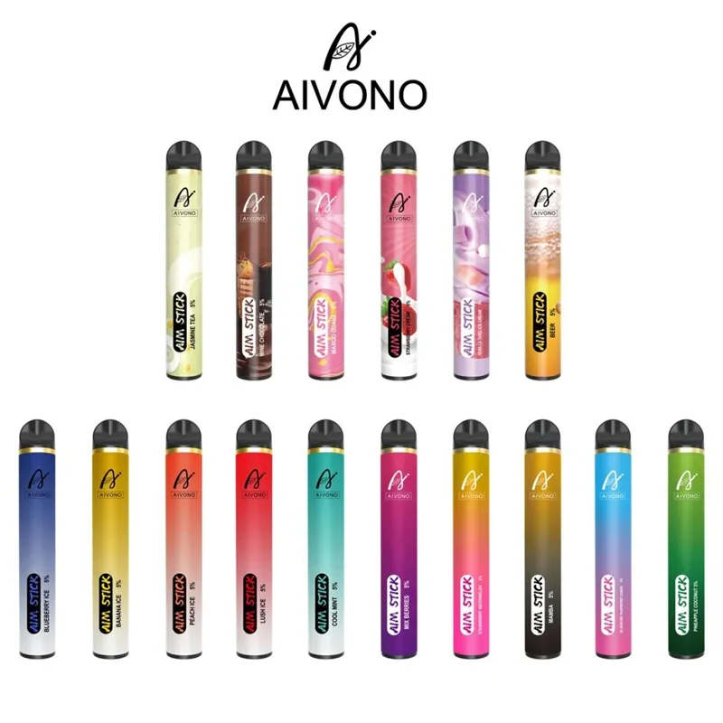 Autentisk Aivono AIM -stick engångsvapen Pen E -cigarettanordning med 1400mAh Batteri 9 ml Förfylld patron 2500 puffar Starter Kits vs Bang XXL Duo