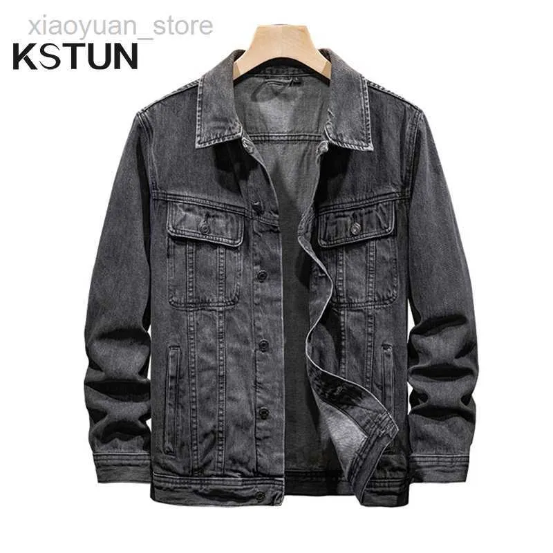 Faux Leder 2022 Neue Frühling Herbst Herren Jacke Schwarz Lässige Mode Klassischen Stil Baumwolle Elastizität Denim Mantel Männliche Marke Kleidung