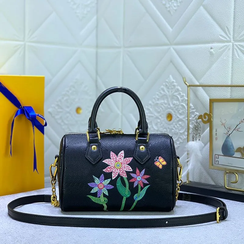 Fashion Pillow Bag luxury designers Bag Women Shoulder Bags brand Lady Totes Purses floral Embossed Leather Handbags with Key Lock Removable Strap Crossbody 20cm