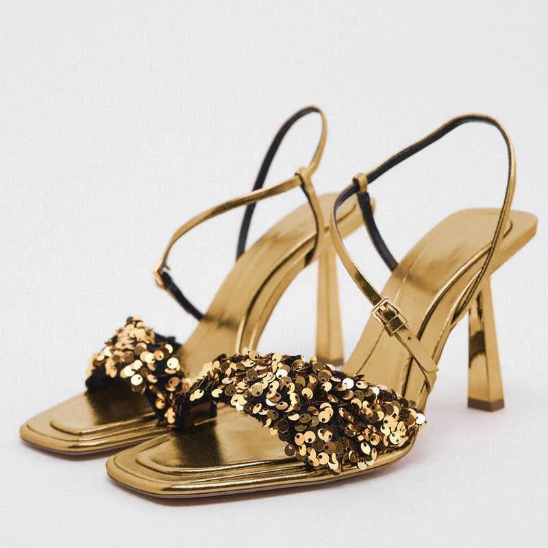Gold shop sequin sandals
