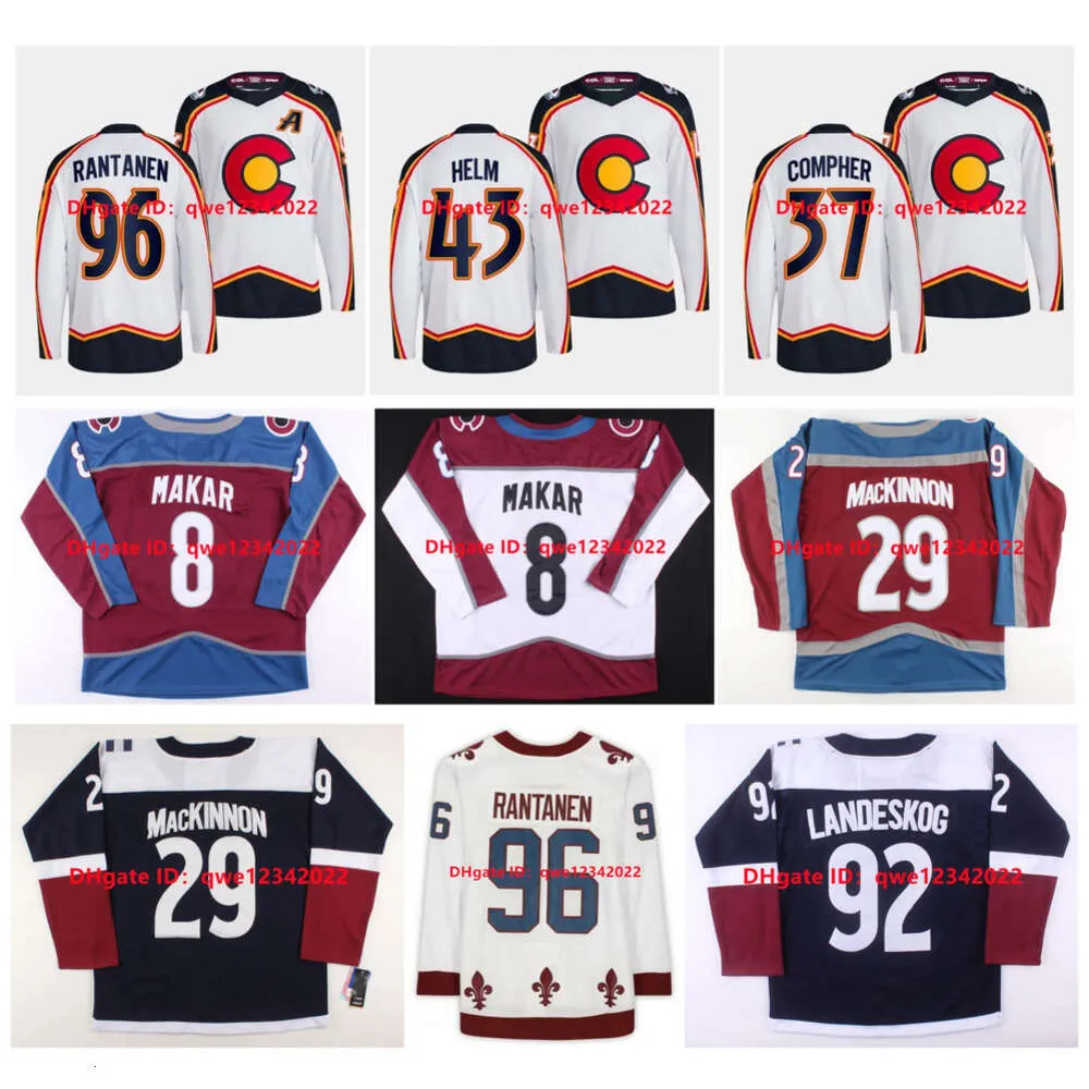 SJ 2022 Gabriel Landeskog Avalanche Hockey Jerseys Nathan Kinnon Mikko Rantanen Cale Makar Alex Newhook Joe Sakic Retro