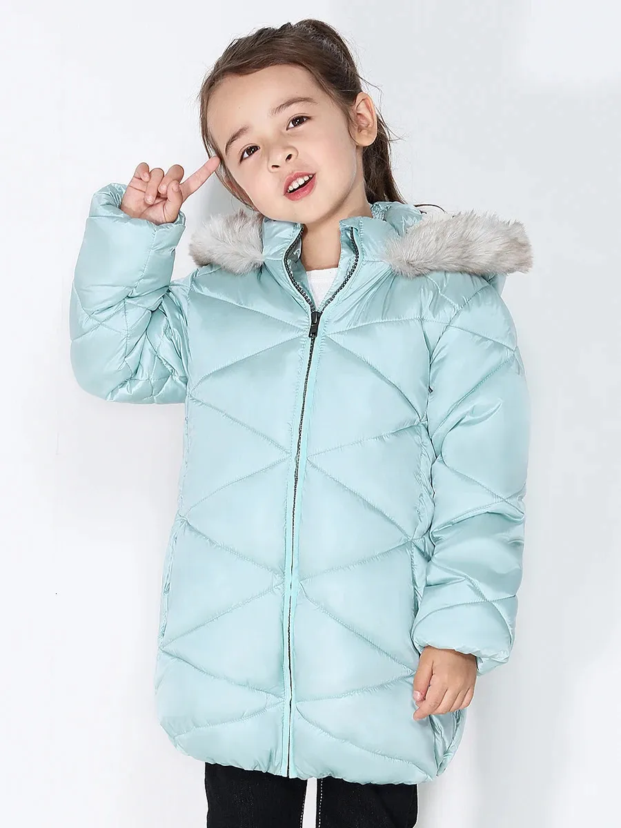 Donsjas COTE Winterjas voor kleine meisjes Peuter Kids Puffer FauxDown Sherpa gevoerde bontkap Middelzwaar waterbestendig 231113