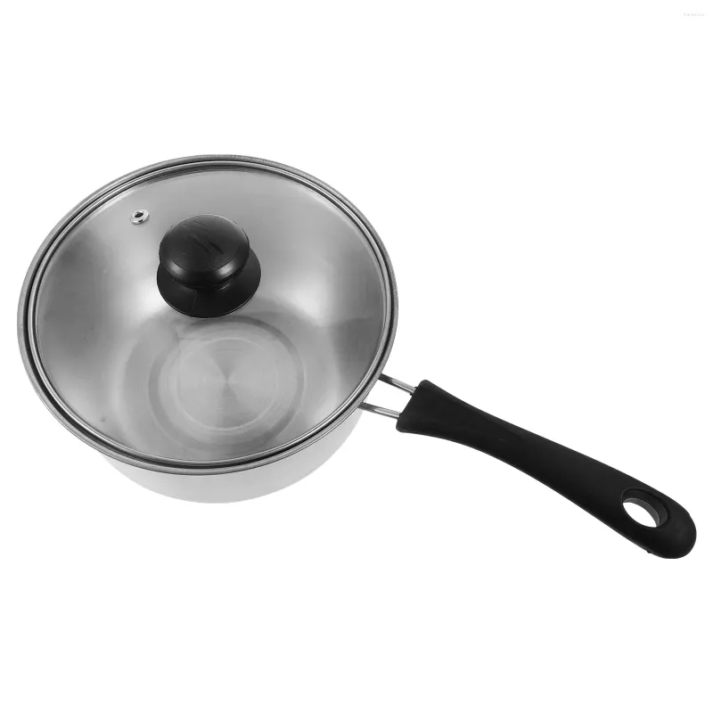 Double Boilers Single Handle Small Milk Pot Stainless Steel Soup Cover Sauce Pan Mini Crock Dips