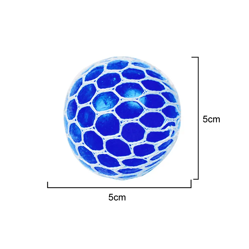 5.0 سم تم إكمال الكرة تململ لعبة الشبكة Squish pectin العنب كرات مضادة للإجهاد تنفيس كرات الضغط