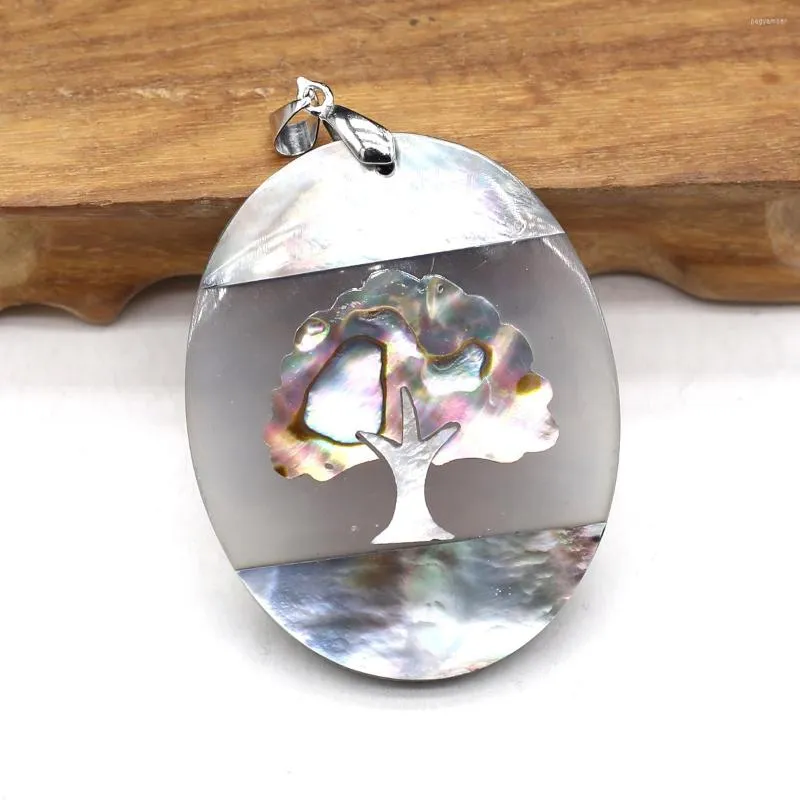 Pendant Necklaces Natural Mother Of Pearl Pendants Reiki Heal Tree Life Oval Shell For Trendy Jewelry Making Diy Women Necklace Gifts