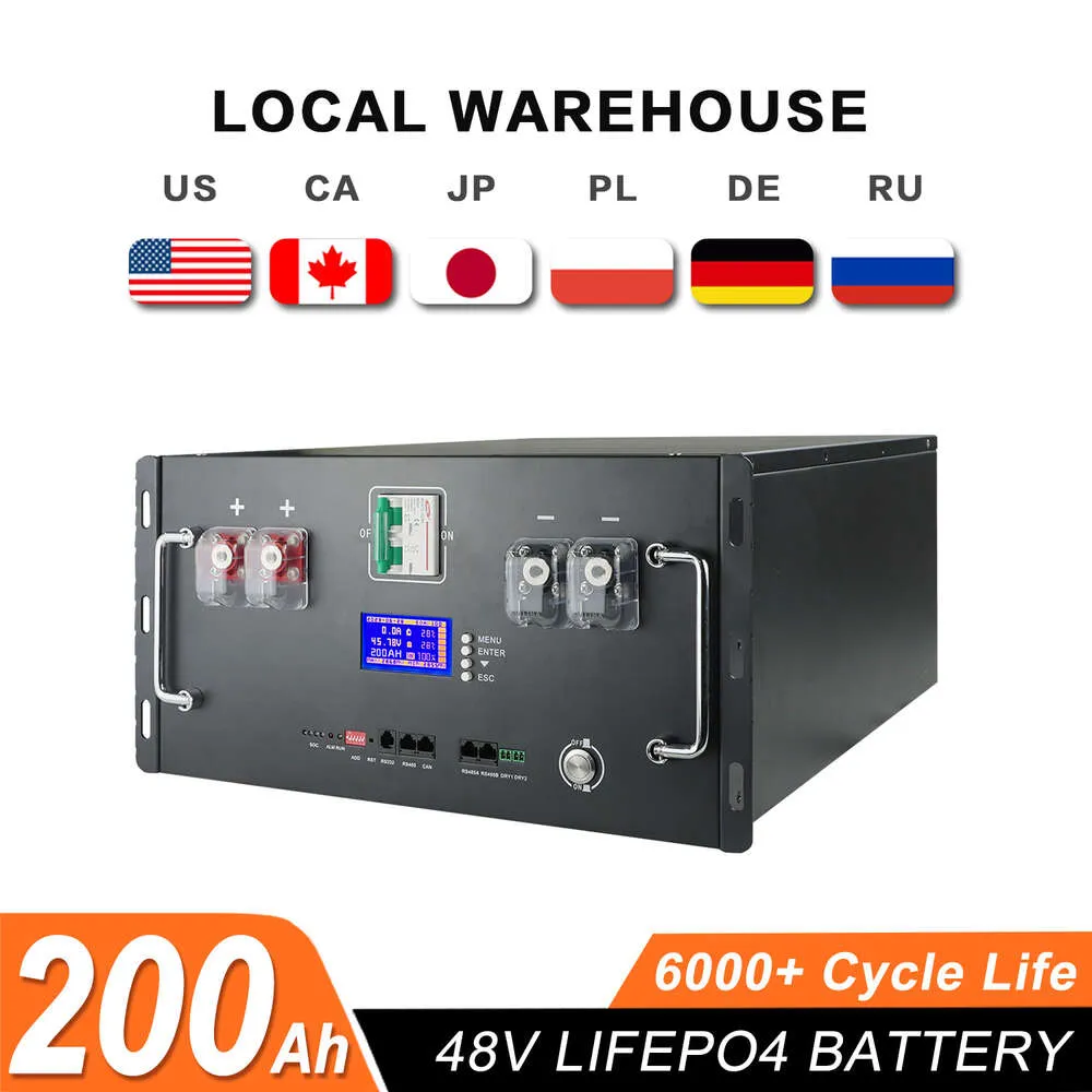 LIFEPO4 48V 200AH Batteripaket 51.2V 100AH ​​120AH 50AH LITIUM Batteri 6000+ cykler för hem RV Solar Off-Grid 48V LifePo4 Ingen skatt