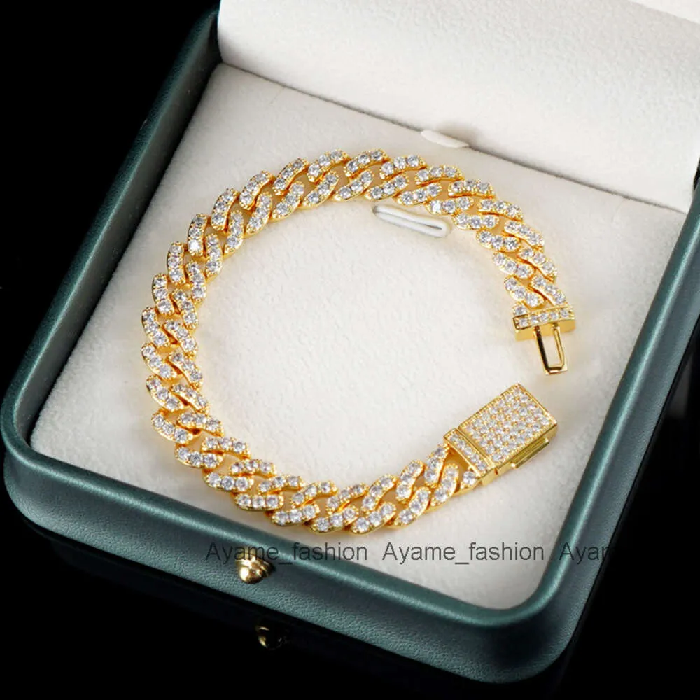 Luxury bracelets for women men 9mm moissanite vvs Iced Out Luxury cuban link Mens bracelet chain Women Gold Plated Jewelry