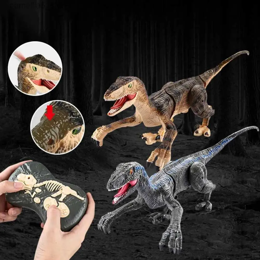 Electric/RC Animals Dinosaur Toy Attraktiv elektriska glada pojkar flickor T-REX Walking Animal Model Remote Control Toys Gift for Interactive Game Q231114