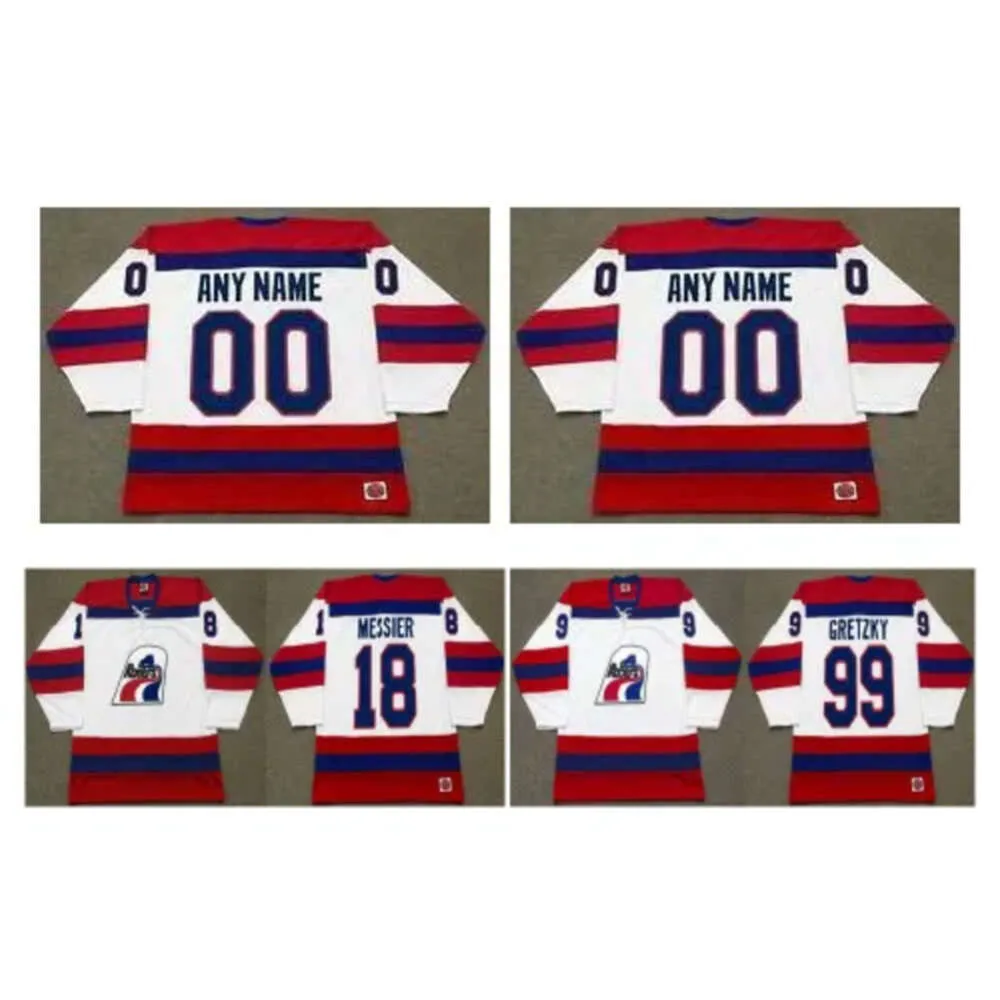 SJ Vintage Indianapolis Racers Jersey 11 Mark Messier 99 Wayne Gretzky White Custom Any Name Number CCM Hockey