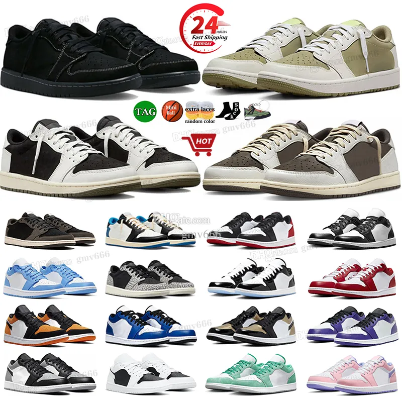 мужчины женщины Jumpman 1 низкие баскетбольные кроссовки 1s Black Phantom Reverse Mocha Golf Olive Black Toe Panda True Blue Light Smoke Grey мужские кроссовки уличные кроссовки