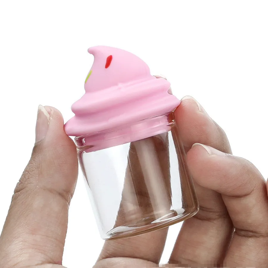 Ice Cream Shape Glass Bottle with Silicone Cover Cap 15ml Silicon Container Nonstick Wax Containers Box Jars Dab Tool Storage Jar Oil Holder Lid Dry Herb DHL