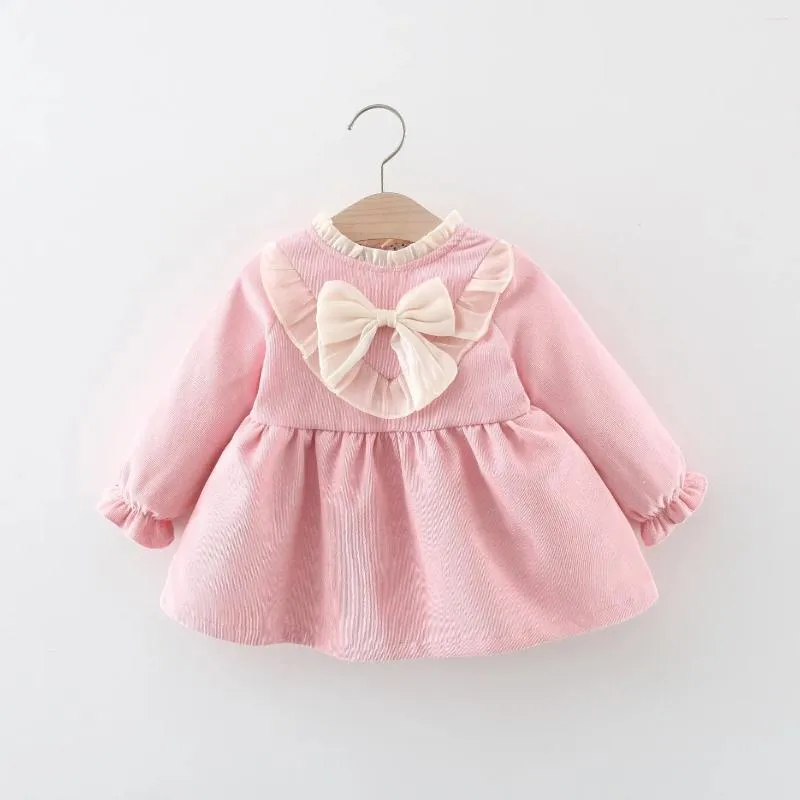 Vestidos de menina 0-3year criança bebê vestido floral babados princesa manga longa roupas de inverno para crianças pequena roupa