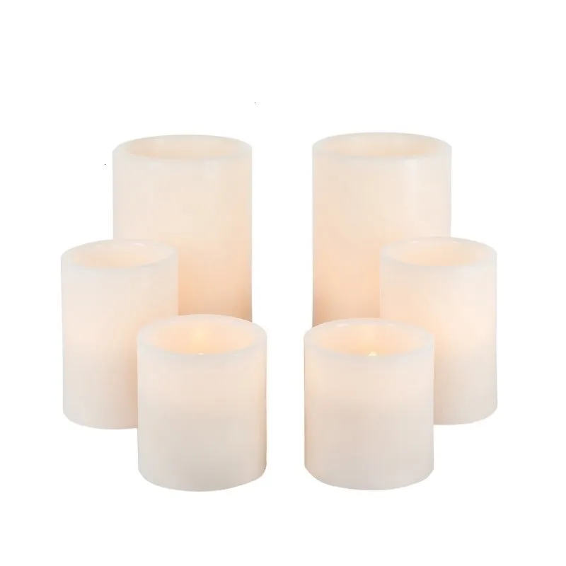 Candele in cera con bordo dritto, 1000 ore, con luce intermittente morbida e corpo completo, set da 6 per matrimonio, Natale 231113