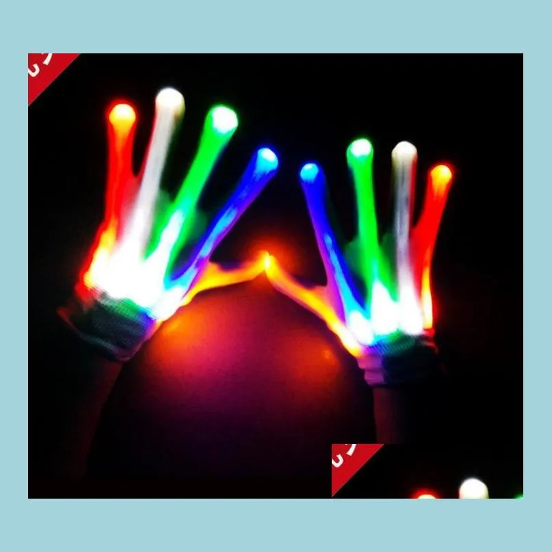 Inne imprezy imprezowe zapasy Flashing Finger Lighting Rękawiczki Halloween świąteczny taniec fantazyjna sukienka LED Colorf Rave Magic Light Show Dhndu