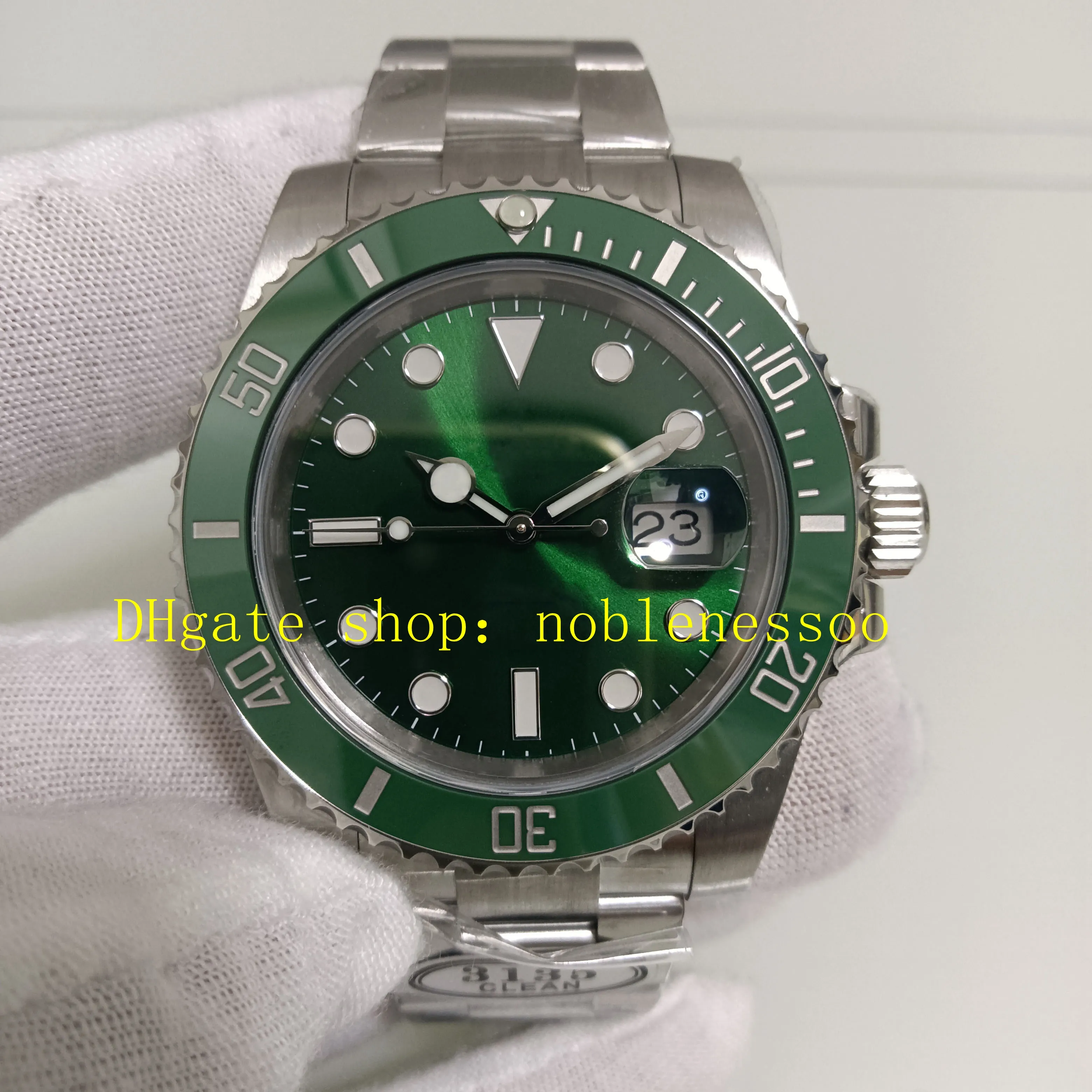 2 Color Men's Sports Watch Real Photo Super 40 mm DIAL vert Lumineuse 116610 Céramic Centor