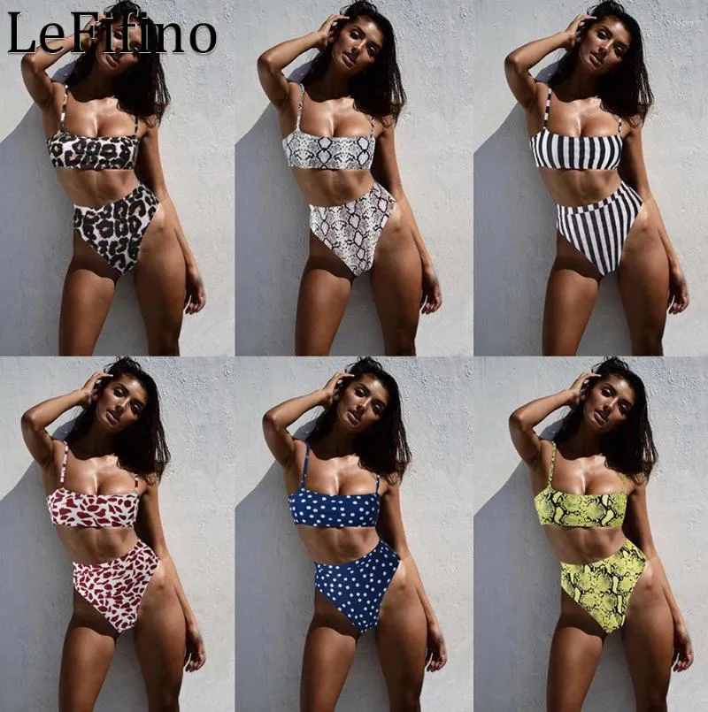 Kvinnors badkläder Summer Fashion Printing Split Body Strap Solid Color Sexig Hög midja Bikini Suits Beach Vacation Sports Style For Women