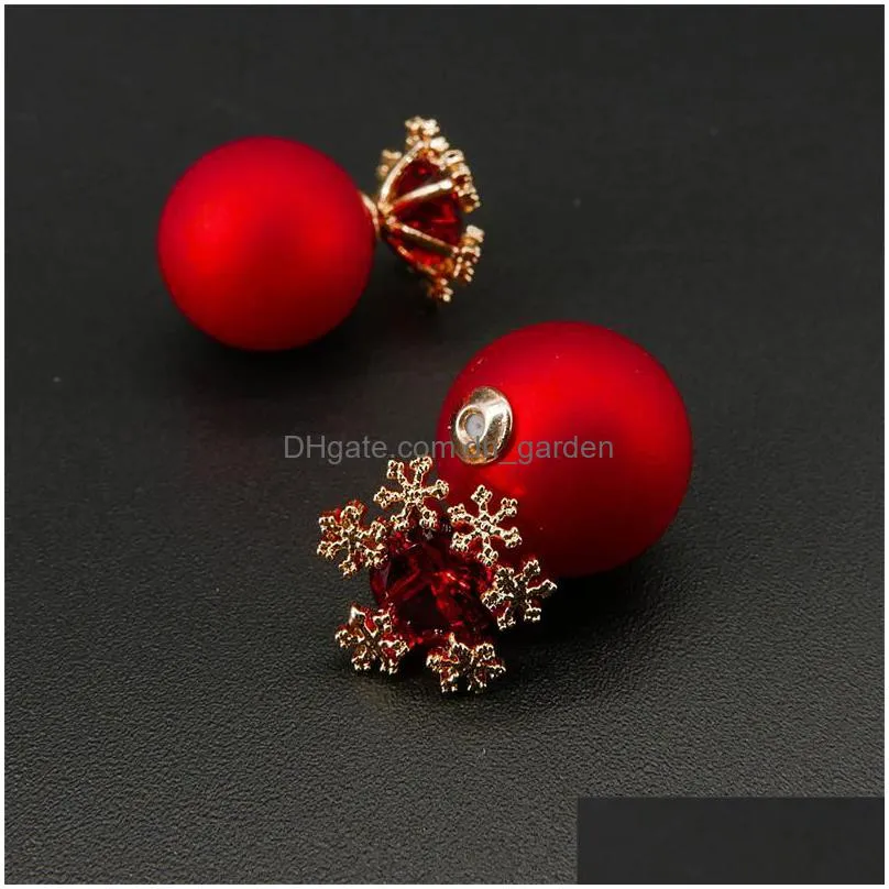 Stud Korean Earring Lady Elegant Red Snowflake 925 Sterling Sier Ear Pin Ball Flower Earrings For Women Drop Delivery Jewelry Dhgarden Dhcpi