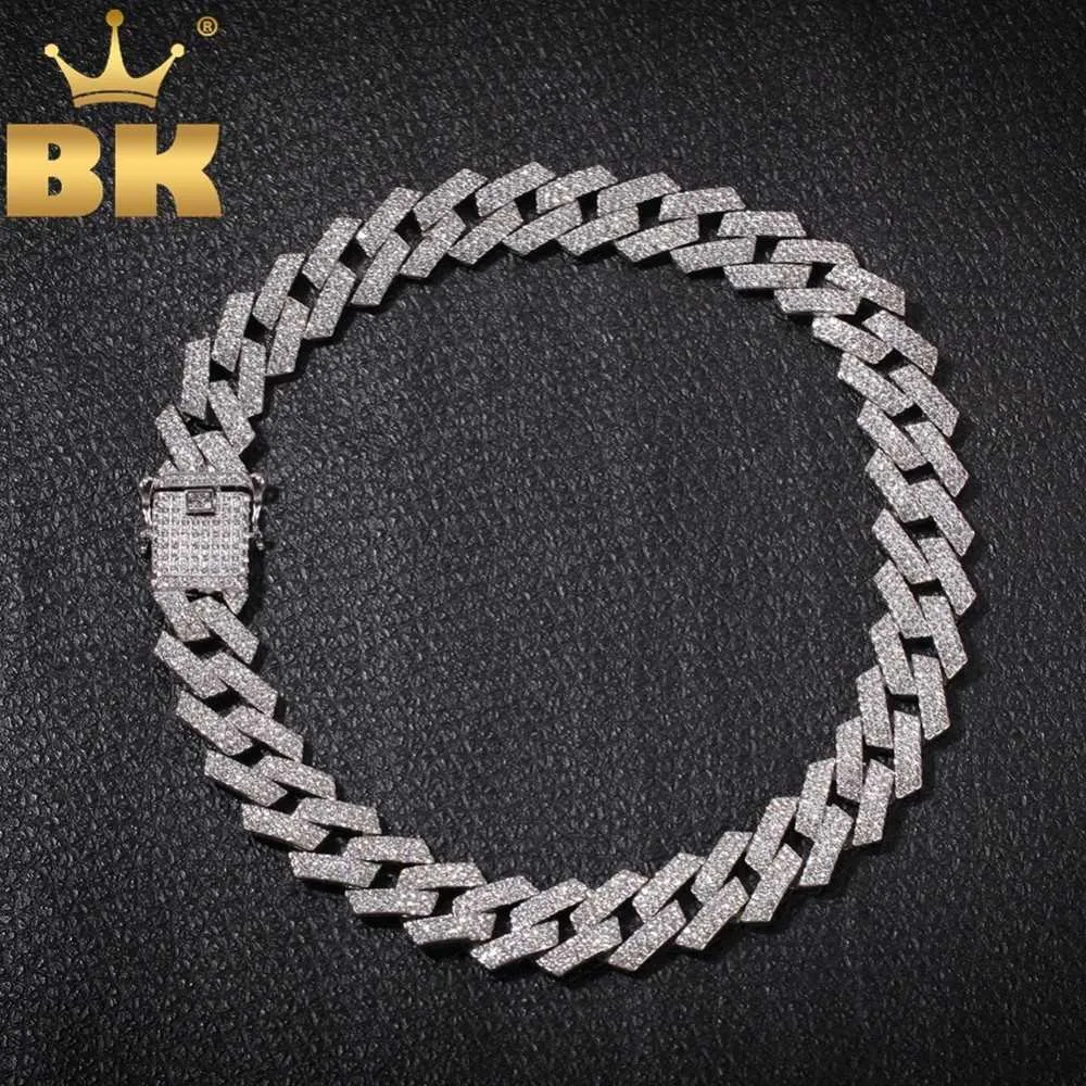 قلادات قلادة The Bling King 20mm Prong Cuban Link Chains Netclace Hiphop Mewelry 3 Row Rhinestones Iced Out Out Out of Men T230413