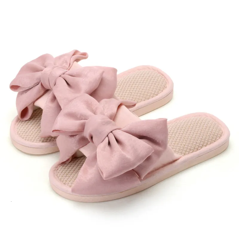 Slippers dames thuis slippers katoen en linnen casual indoor outdoor flip flops dames glijden op schoenen vlinder knoop huis slippers dia 230414