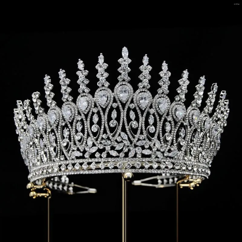 Haarspeldjes Sieraden Optocht Accessoires Klassieke Elegante Tiara's Handgemaakte Prinses Bruid Zirkoon Bruiloft Kroon Voor Vrouwen