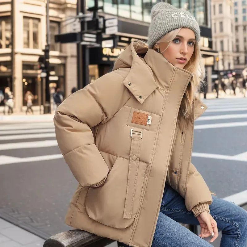 Kadınlar aşağı parkas kış ceket katlar kadın kadın pamuk ceketleri kapşonlu palto palto kalın sıcak rüzgar geçirmez rahat öğrenci ceket 231114