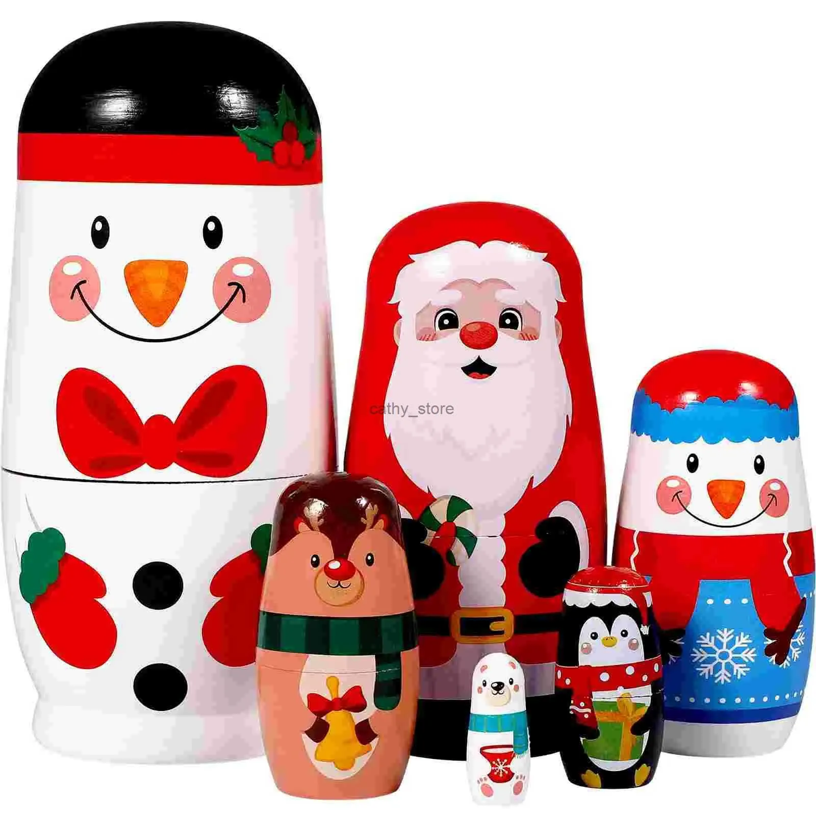 Andra leksaker CIIEEO 6st Stacking Wood Matryoshka Dolls Christmas Nesting Dolls Russian Dolls Handmade Gift Toy for Children BirthdayL231114