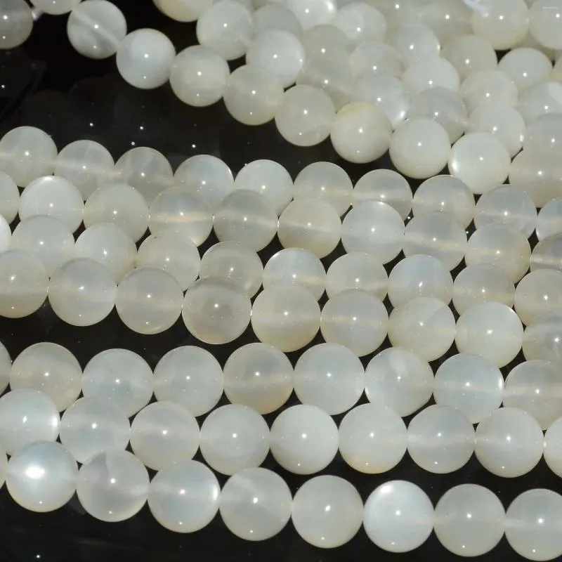 Pierres précieuses en vrac, perles rondes en pierre de lune Flash blanche naturelle, 10mm-10.5mm