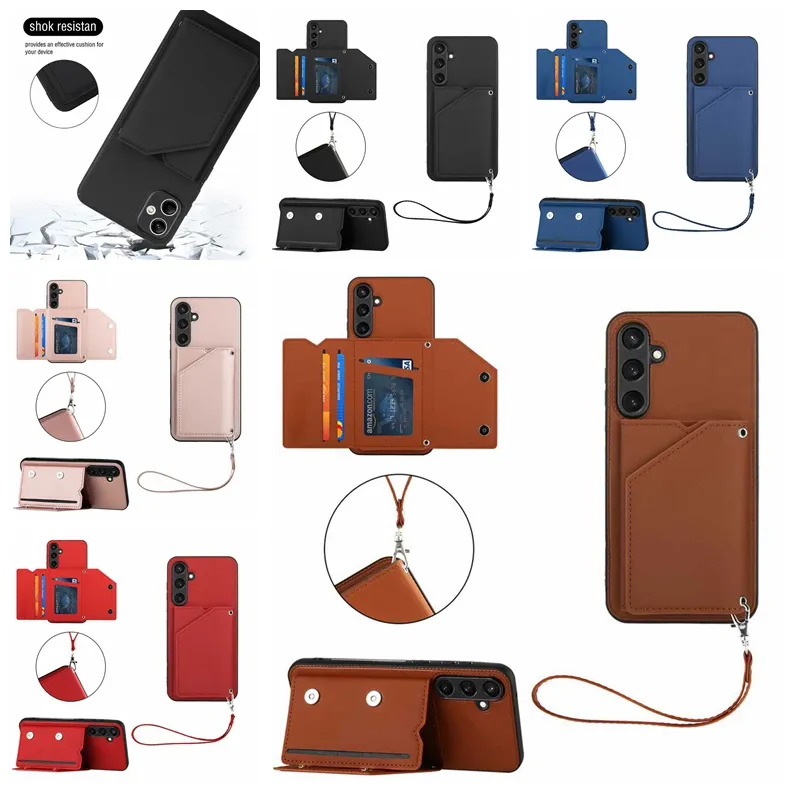 Packa plånboksläderfodral för Huawei Honor 90 X6A 4G X9A X8A X7A Xiaomi Poco X5 Pro 5G Redmi Note 12 4G Pro Plus 5G Skin Feel Card Slot med ID -hållare Flip Cover Pouch -band