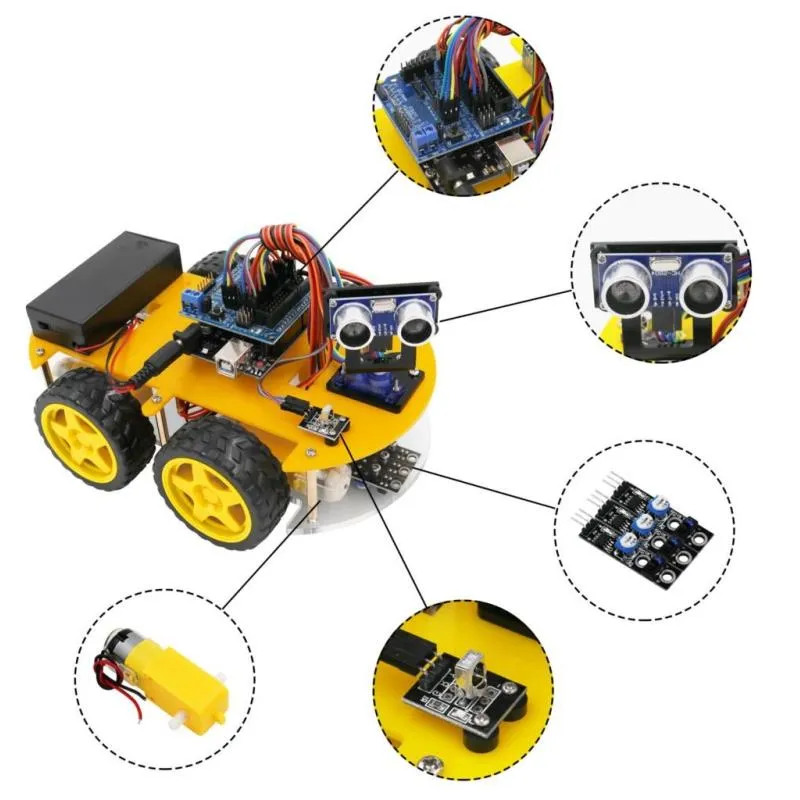 Smart Robot Car Kit For Developping Ultrasonic Sensor Bluetooth Module ...