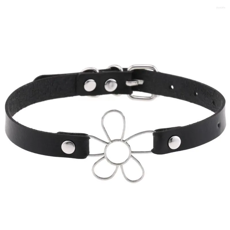 Choker Leather Spiked Punk Collar Women Men Rivets Studded Chocker Chunky Necklace Flower Goth Jewelry Gothic Emo Accessories