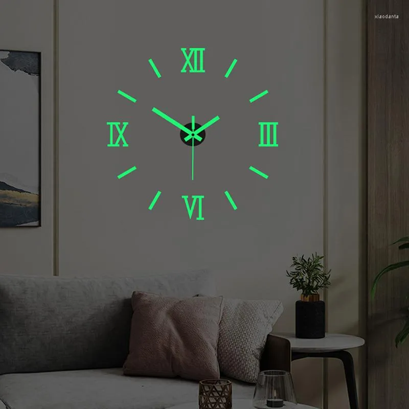 Acheter 40cm horloges murales lumineuses bricolage horloge numérique horloge  lumineuse acrylique bricolage horloge murale salon chambre autocollant  mural horloge