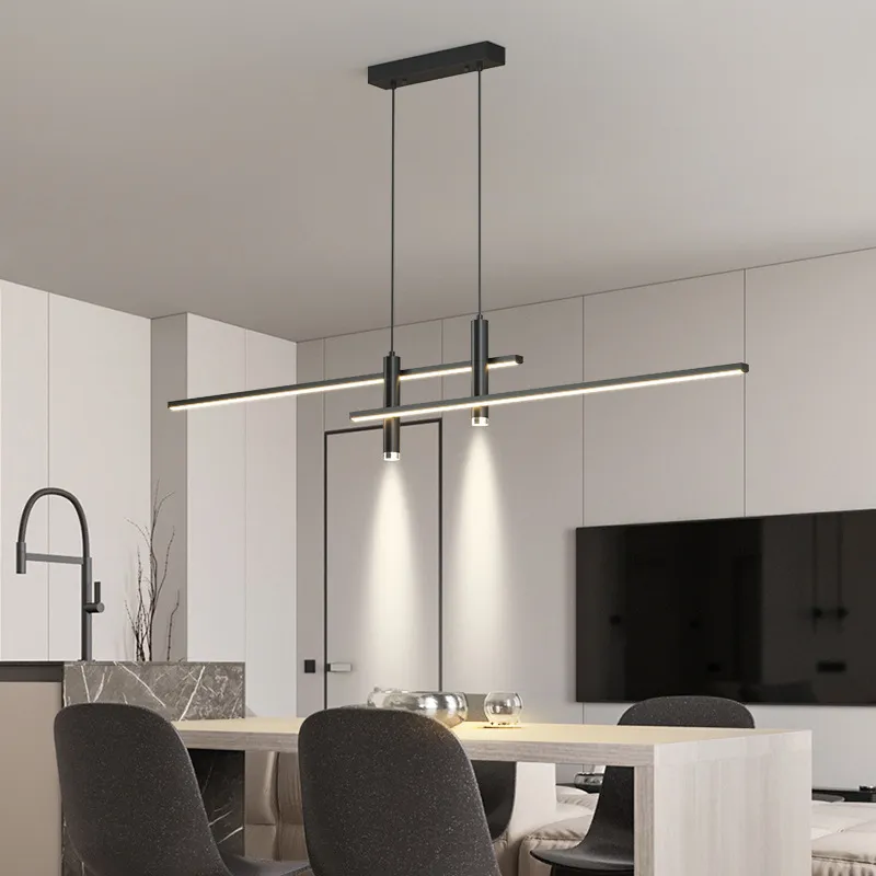 2023 Table à manger Led suspension lampe noir or minimaliste pour cuisine salle à manger Lustre décor à la maison éclairage Lustre luminaire